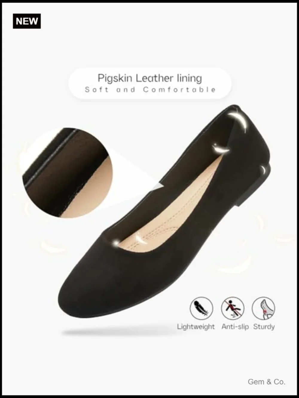Round Toe Ballet Flats with Memory Foam Insole